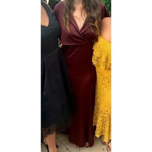 Burgundy floor length formal gown